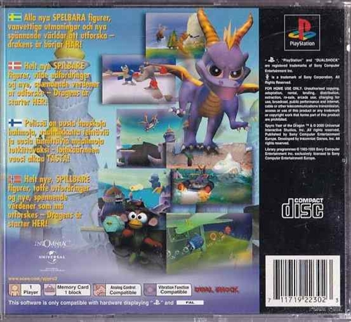 Spyro Year of the dragon - PS1 (B Grade) (Genbrug)